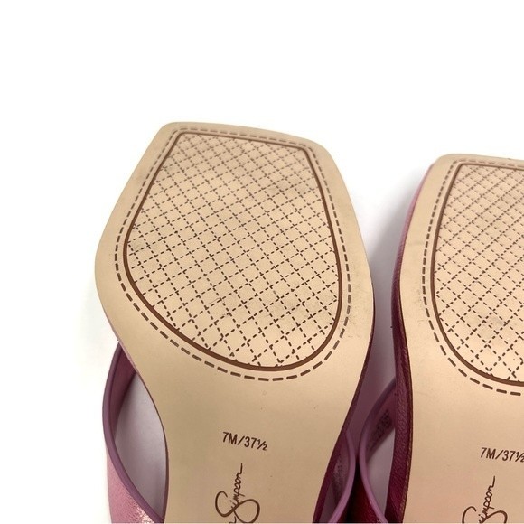 Jessica Simpson Size‎ 7 Zayde Metallic Barbie Pink Slip On Sandals Heels Shoes - Picture 11 of 16